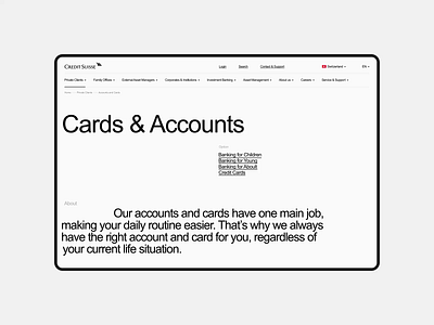 Credit Suisse. Cards & Accounts animation design minimal ui ux web website