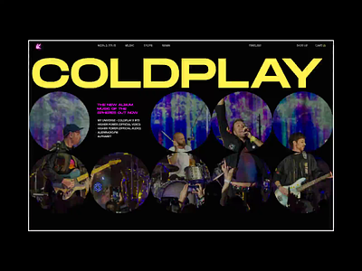 Coldplay Website Concept. Main animation design minimal ui ux web