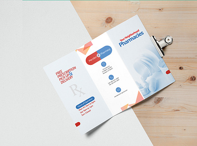 Meriden Pharmacy - Trifold branding design illustration typogaphy