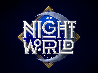 Night world design game high style lettering logo logotype magic moon music night typography