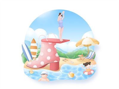Illustration - Boot and Summer design illustration photoshop