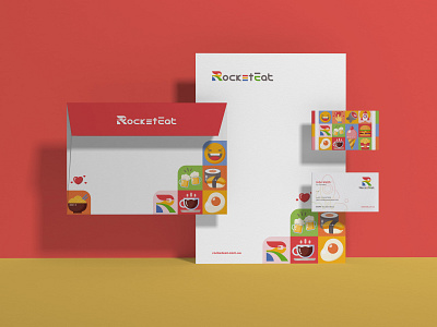 Rocketeat stationary branding design illustration