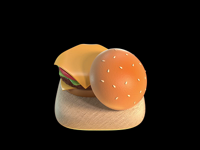 burger 3d art design