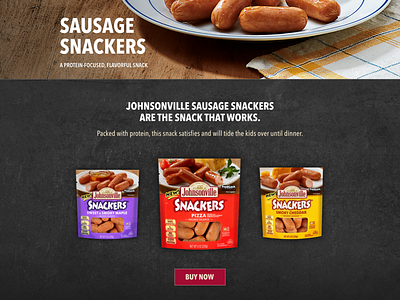 Snackers & Strips Landing Pages fire food recipes reviews sausage