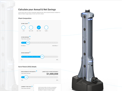 ROI Calculator calculator form light robot roi slider tech white