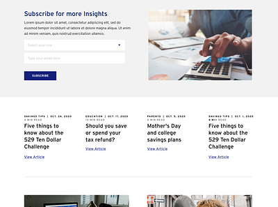 Insights Page layout articles blog college fund insights subscribe