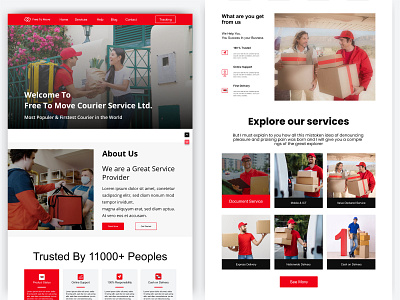 Free To Move Courier Services website uiux Design branding courier courier services design identity landing page design minimal modern design new design ofline services online service premium services services provider simple ui ui design uiux uiux design ux