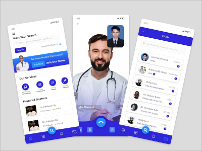 Doctor Mobile Application adobe xd android app doctor ios medical minimal modern new premium simple ui kit