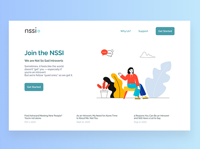 Landing Page for NSSI(A Website for Introverts) branding design introvert introverted ui ux web web design