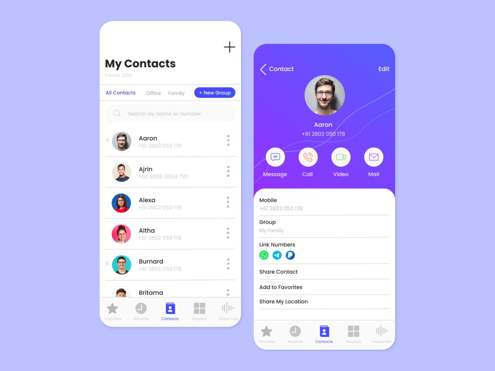 Contact Book App by Kevin Aryo on Dribbble