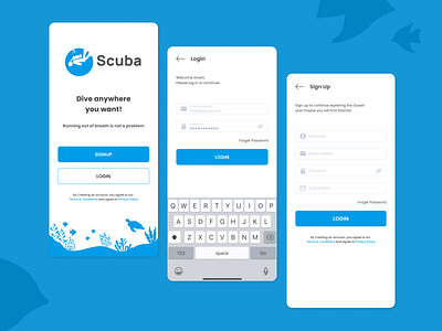 Scuba - Login Screen app app design branding dailyui design graphic design illustration inspiration kit login ui ui kit uikit ux