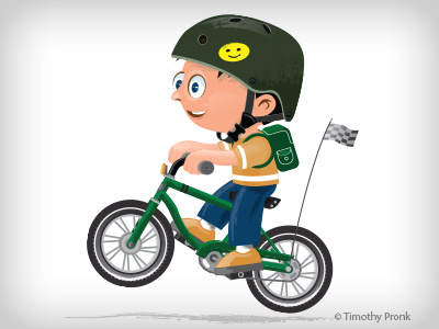 Biking Boy art bicycle bike cartoon child illustration vector