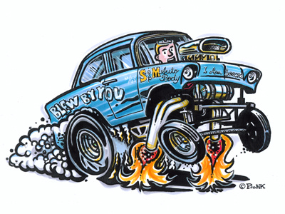 55 Chevy Hotrod Cartoon