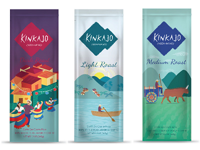 Kinkajo Coffee Co. branding coffee colorful costa rica folk graphic design illustration packaging print