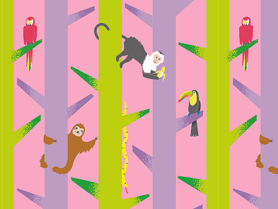 Jungle Pattern animals childrens illustration jungle monkey sloth surface pattern