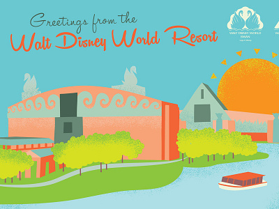 Walt Disney World Resort Post Card Illustration