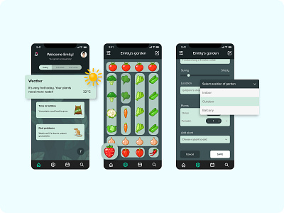 Gardening app app app design design garden gardening gardening app illustration pests plant plants ui ux watering