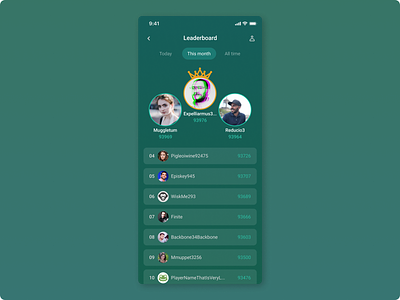 Daily UI 019 - Leaderboard app app design daily ui design green leaderboard ui ux