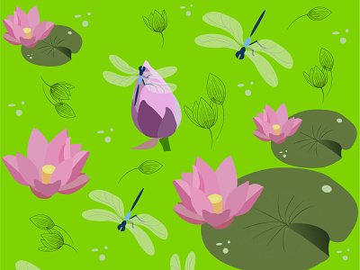 Lotus backgroung flower pattern graphic design illustration illustrator incect lotus lotus and insect lotus flower nector pattern pattern design pattern illustration sea textile pattern vector design vector. illustration