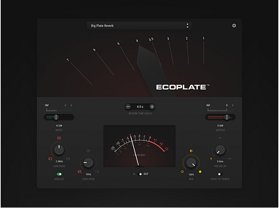 Ecoplate app application audio dark design gui interface minimal modern plugin reverb sound ui user interface vst