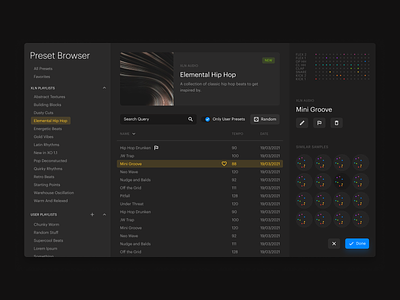 XO user interface design app application au audio beat browser daw drums effect interface library music plugin presets production software sound ui vst