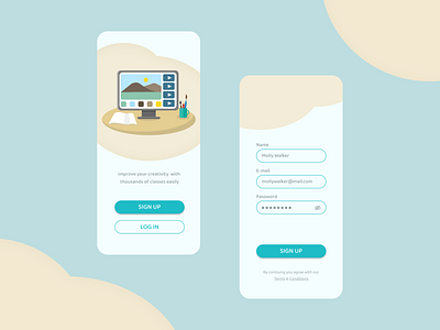 Daily UI #001 • Sign Up Pages app arttutorial daily 100 challenge daily ui dailyui dailyuichallenge design illustration log in login login page onlineartcourse sign up signup signuppage ui uidesign