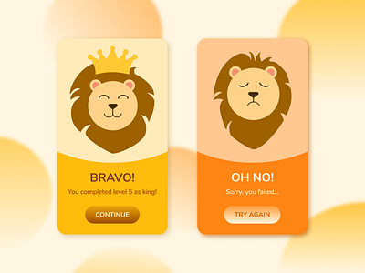 Flash Message Design - DailyUI 011 daily 100 challenge daily ui dailyui dailyui011 dailyuichallenge flash message flash messages gameflashmessage illustration lion ui