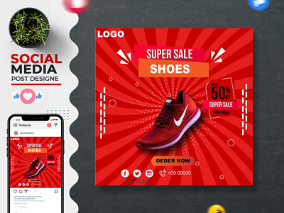 Shoes Social Media post Design branding design graphic design social media post social media post design typography ui vector