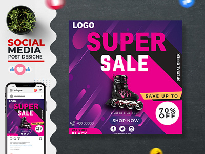 Super Sale Social Media post design graphic design ui vector