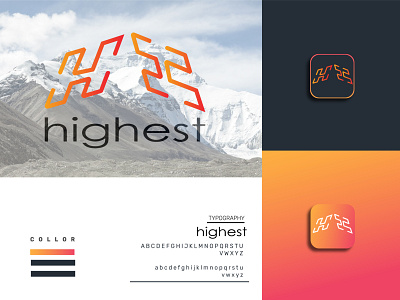 highest logo branding design flat graphic design icon illustration illustrator logo minimal vector
