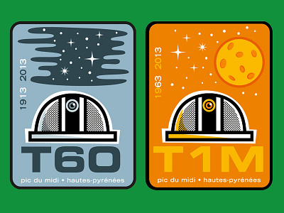 T60 & T1M stickers dome illustration observatory pic du midi stars stickers telescope