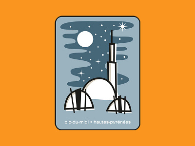 Pic du Midi - sticker illustration observatory pic du midi stars stickers telescope