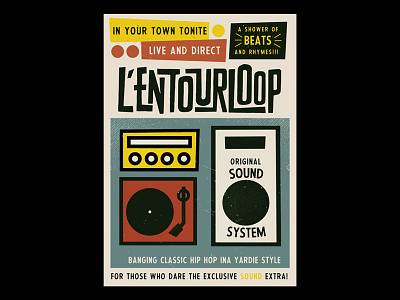 poster • l'entourloop illustration interlock poster record player soundsystem speaker