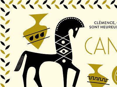 Camille baby announcement card baby announcement camille card etruscan horses illustration