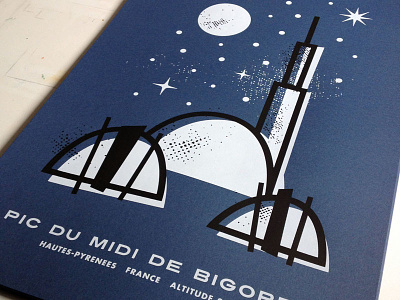 pic-du-midi astronomy handpulled illustration observatory poster screenprint silkscreen space stars telescope