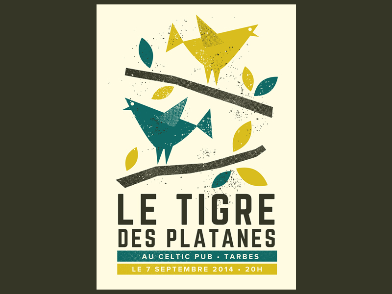 Le Tigre des Platanes Gig poster birds gig poster gigposter illustration jazz le tigre des platanes