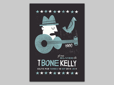 T-Bone Kelly blues gig poster gigposter illustration poster screenprint silkscreen tarbes