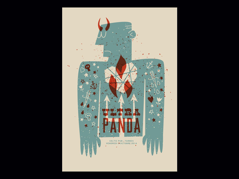 Ultra Panda gigposter ultra panda poster gigposter gig print rock illustration dude tarbes