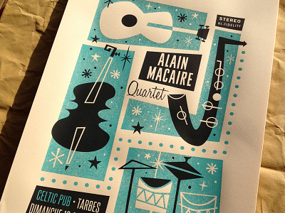 Alain Macaire 4tet gigposter handpulled illustration jazz poster print screenprint silkscreen tarbes