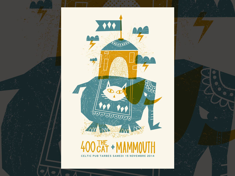 400 the cat • Mammouth gigposter gig poster illustration tarbes
