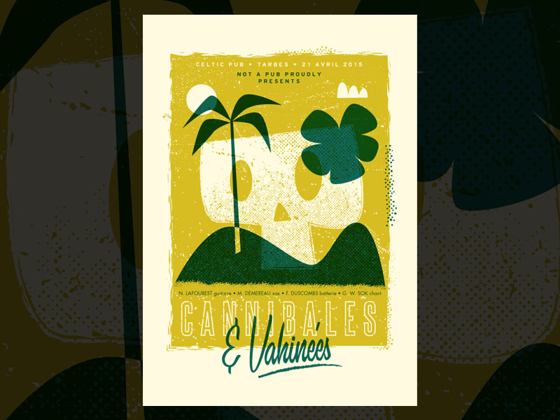 Cannibales & Vahinées gigposter screenprint music tarbes poster illustration alternative rock print silkscreen