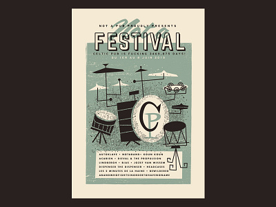 Gigposter Not A Festival drum gigposter illustration music poster screenprint silkscreen