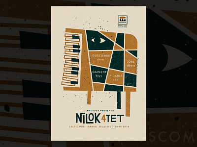 Nilok 4tet gigposter freejazz gig gigposter illustration jazz music psychedelic screenprint silkscreen