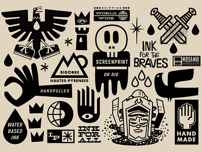 ink for the braves icons illustration logo screenprint silkscreen