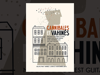 Cannibales et Vahinés gigposter illustration jazz music noise screenprint