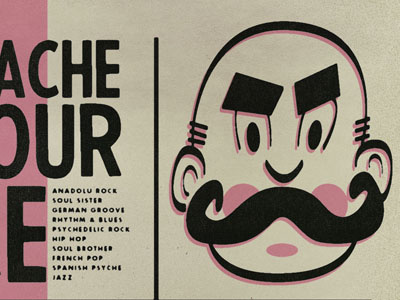 mustache in your face illustration mixtape mustache tsaw