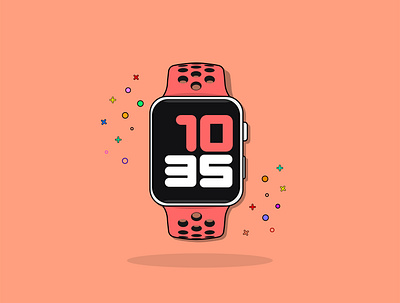 Flat Vector Illustration of Apple Watch. apple watch branding illustration illustrator logo minimal smartwatch typography ui vector watch