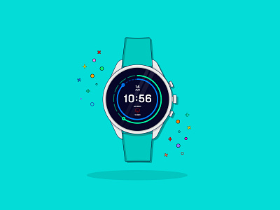 Flat Vector Illustration of Fossil Smartwatch design digital watch flat design icon illustration illustrator logo minimal smart smartwatch ui vector watch wristwatch