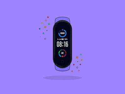 Flat Vector Illustration of Xiomi MI Band banner design icon logo mi band minimal smart band smartwatch social media design typography ui ux vector watch