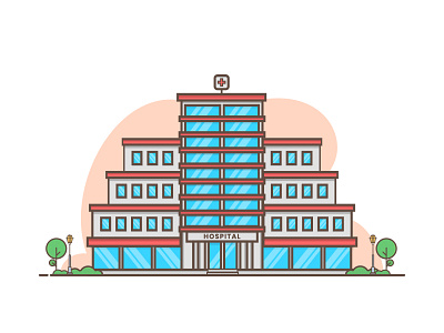 Hospital Building Illustration building flat design flat illustration hospital illustraion landing page minimal ui vector